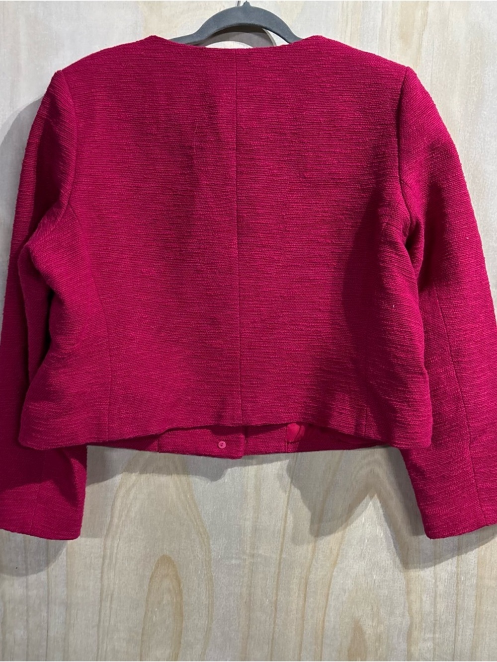 Express Pink Cropped Blazer Jacket Textured Gold Button XL - Picture 8 of 12